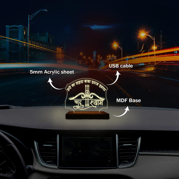 Buy 1 Get 1 Free Acrylic Khatu Shyam Led frame size Uses= Car Dashboard, Ghar Mandir, office Mandir