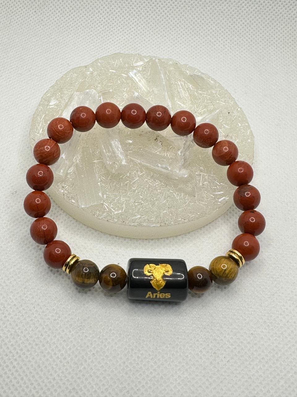 Aries Zodiac Natural Gemstone Bracelet