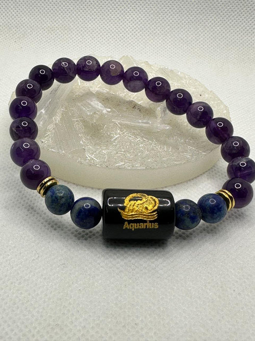 Aquarius Zodiac Natural Gemstone Bracelet