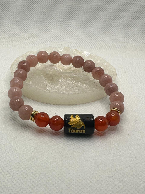 Leo Zodiac Natural Stone Bracelet – Premium Tiger Eye & Golden Rutilated Quartz Crystal Bracelet