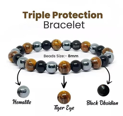 Triple Protection Bracelet to promote healing, preventing diseases, frequent injuries & mishappenings. (Unisex)